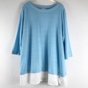 J. Jill Love Linen Long Sleeve Layered Hem 100% Linen Tunic Top Plus Size 3X